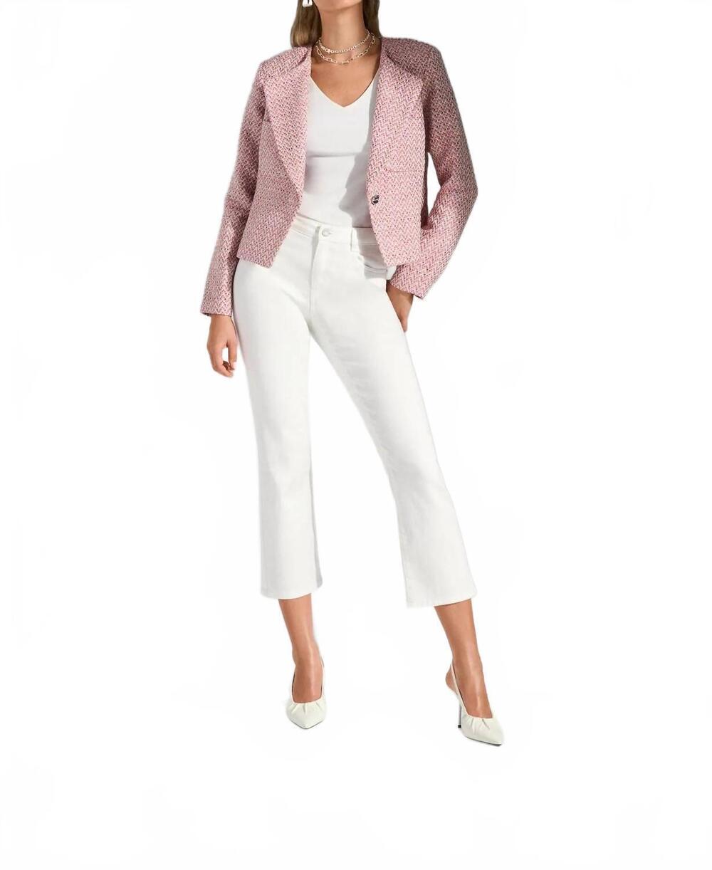 NEW JOSEPH RIBKOFF bouclé woven boxy blazer in pink/multi